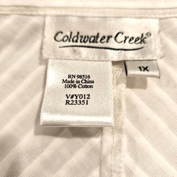 COLDWATER Creek button down fitted white shirt blouse sz L 1X - Picture 4 of 8